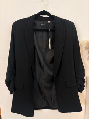 Tahari Black Blazer with Ruched Sleeves